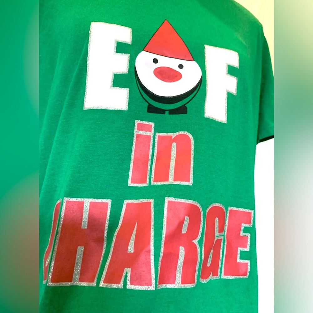 George Cotton Funny Christmas Graphic‎ T-Shirt Green XL - Picture 2 of 5